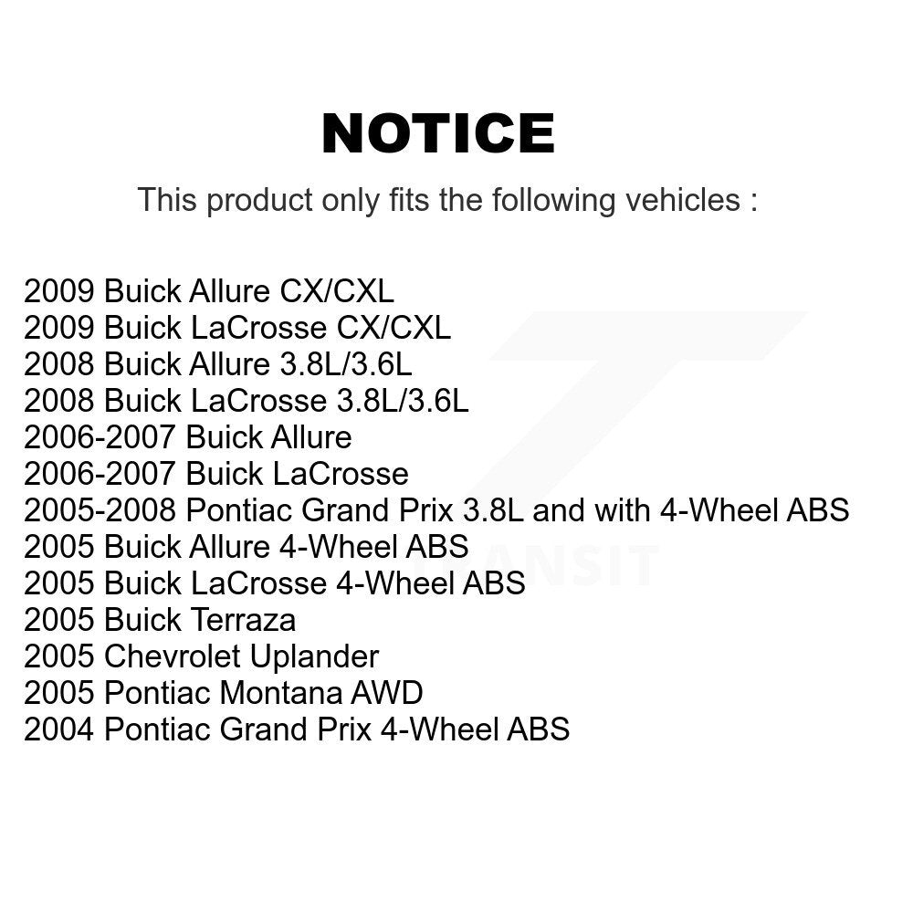 [Avant] Kit d'ensemble roulement de roue et moyeu pour Pontiac Grand Prix Buick LaCrosse Chevrolet Uplander Montana Terraza Allure KBB-121207