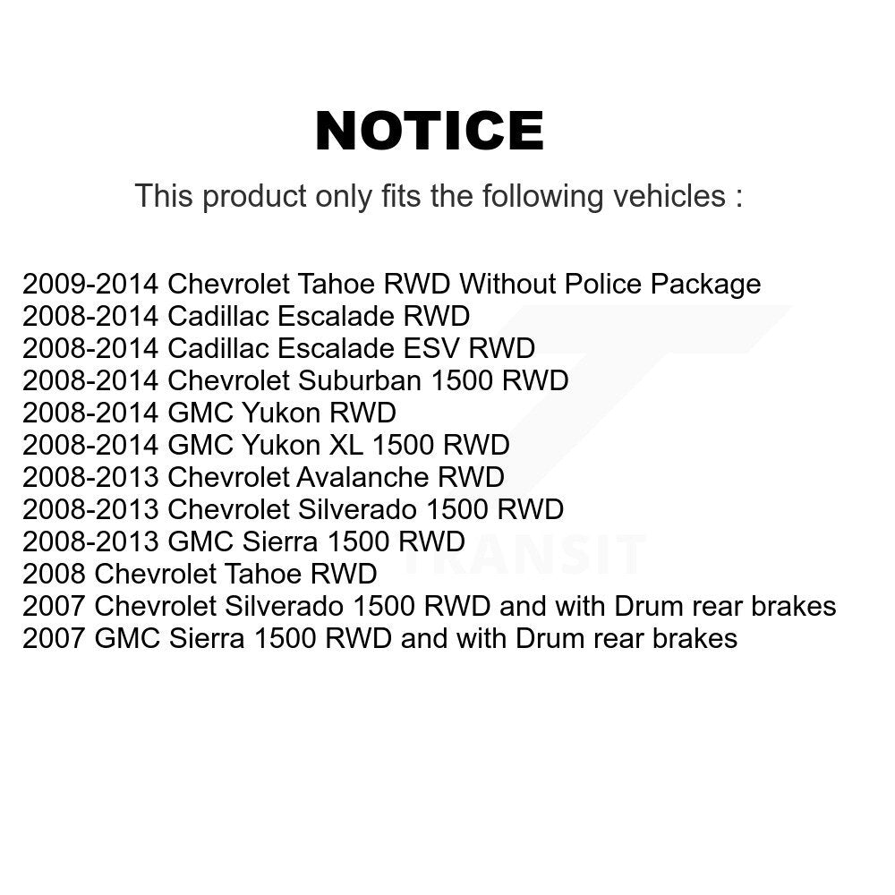 [Avant] Kit d'ensemble roulement de roue et moyeu pour Chevrolet Silverado 1500 GMC Sierra Tahoe Suburban Yukon XL Avalanche Cadillac Escalade ESV KBB-121354