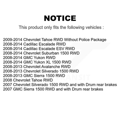 [Avant] Kit d'ensemble roulement de roue et moyeu pour Chevrolet Silverado 1500 GMC Sierra Tahoe Suburban Yukon XL Avalanche Cadillac Escalade ESV KBB-121354