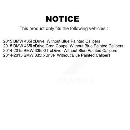[Avant + Arrière] Kit d'ensemble roulement de roue et moyeu pour BMW 335i xDrive 435i GT Gran Coupe sans Blue Painted Calipers KBB-121622