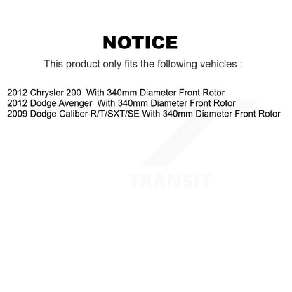 [Avant] Kit d'ensemble roulement de roue et moyeu pour 2012 Chrysler 200 Dodge Avenger 340mm Diameter Rotor KBB-122238