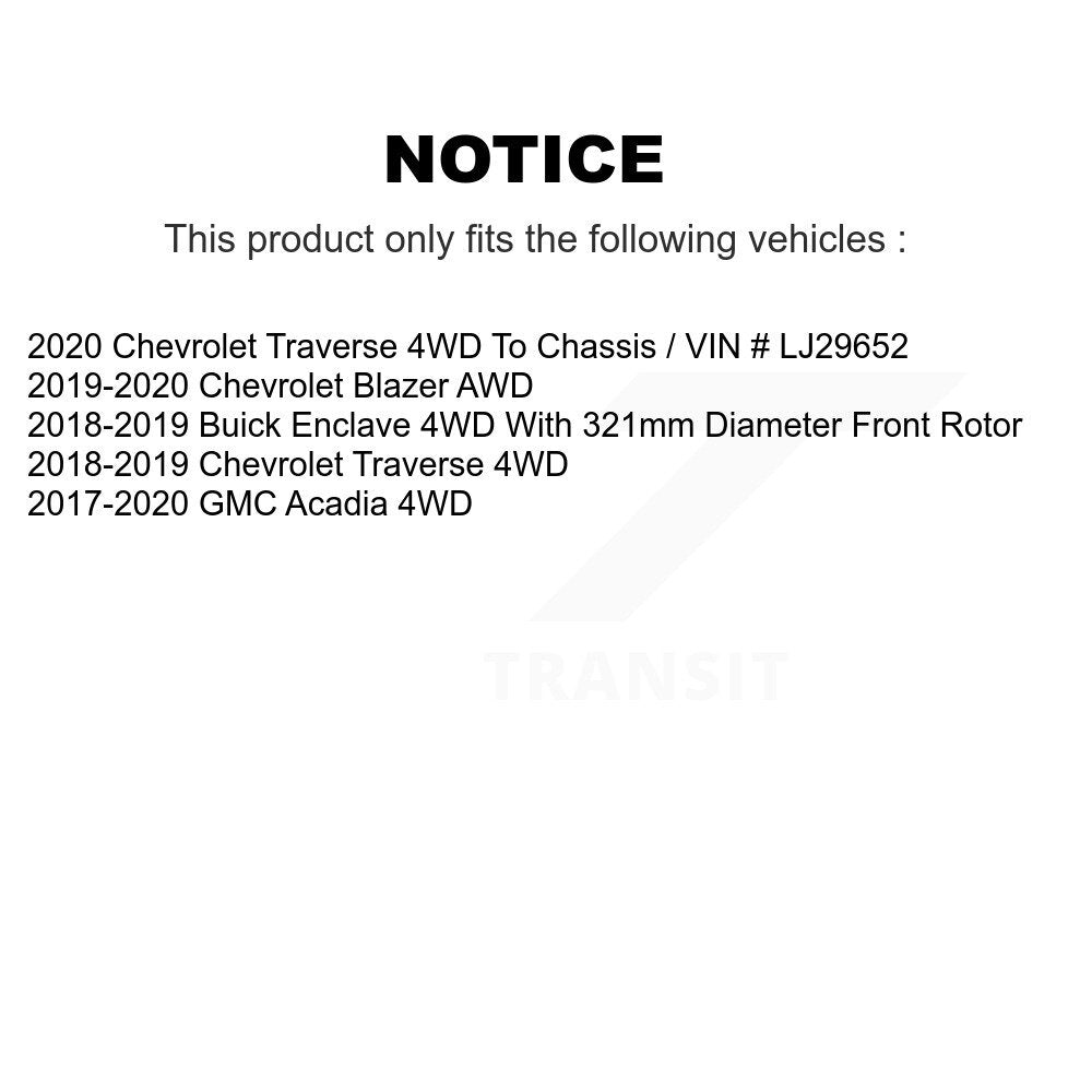 [Avant + Arrière] Kit d'ensemble roulement de roue et moyeu pour 2018-2020 Chevrolet Traverse 4WD KBB-123898