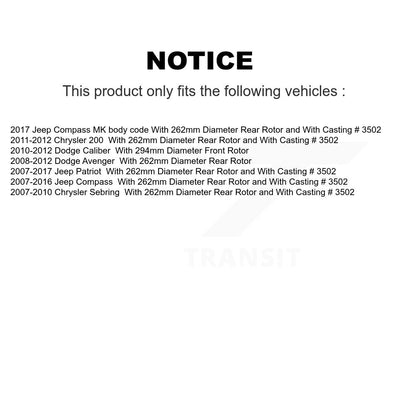 [Avant et Arrière] Étrier de frein pour Jeep Patriot Compass Chrysler Dodge Sebring 200 Avenger KBC-100044