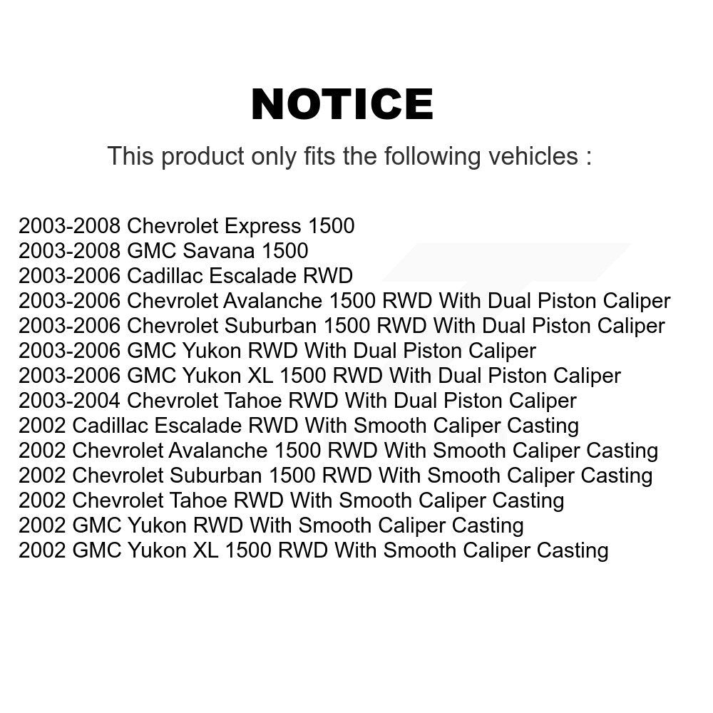 [Avant et Arrière] Étrier de frein pour Chevrolet Avalanche 1500 GMC Yukon Express XL Cadillac KBC-100057