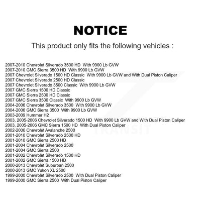 [Avant et Arrière] Étrier de frein pour Chevrolet GMC Sierra 2500 HD Silverado 3500 Classic H2 KBC-100061