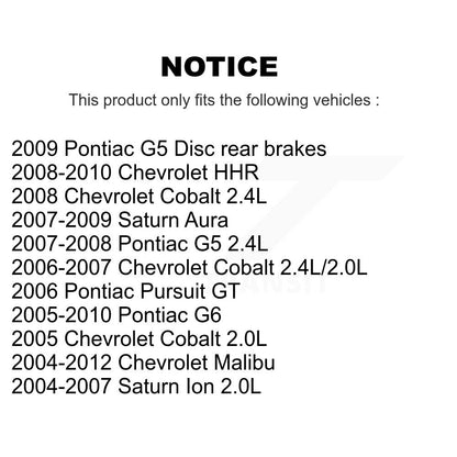 [Arrière] Étrier de frein pour Chevrolet Malibu Pontiac Cobalt G5 G6 Saturn Ion HHR Pursuit KBC-100448