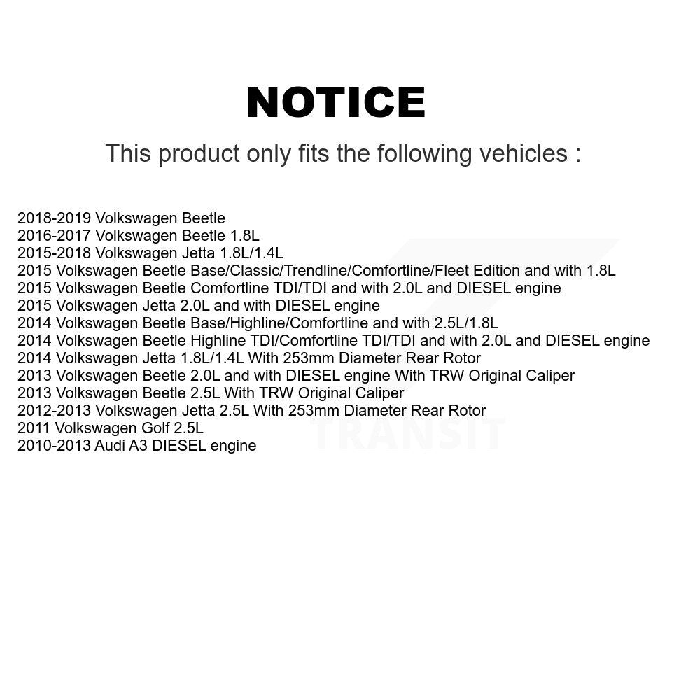 [Avant et Arrière] Étrier de frein pour Volkswagen Jetta Beetle Golf Audi A3 KBC-100456