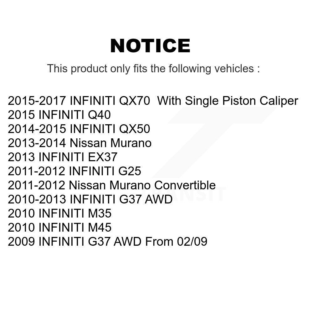 [Avant et Arrière] Étrier de frein pour INFINITI Nissan Murano G37 QX50 QX70 EX37 G25 M35 M45 KBC-100587