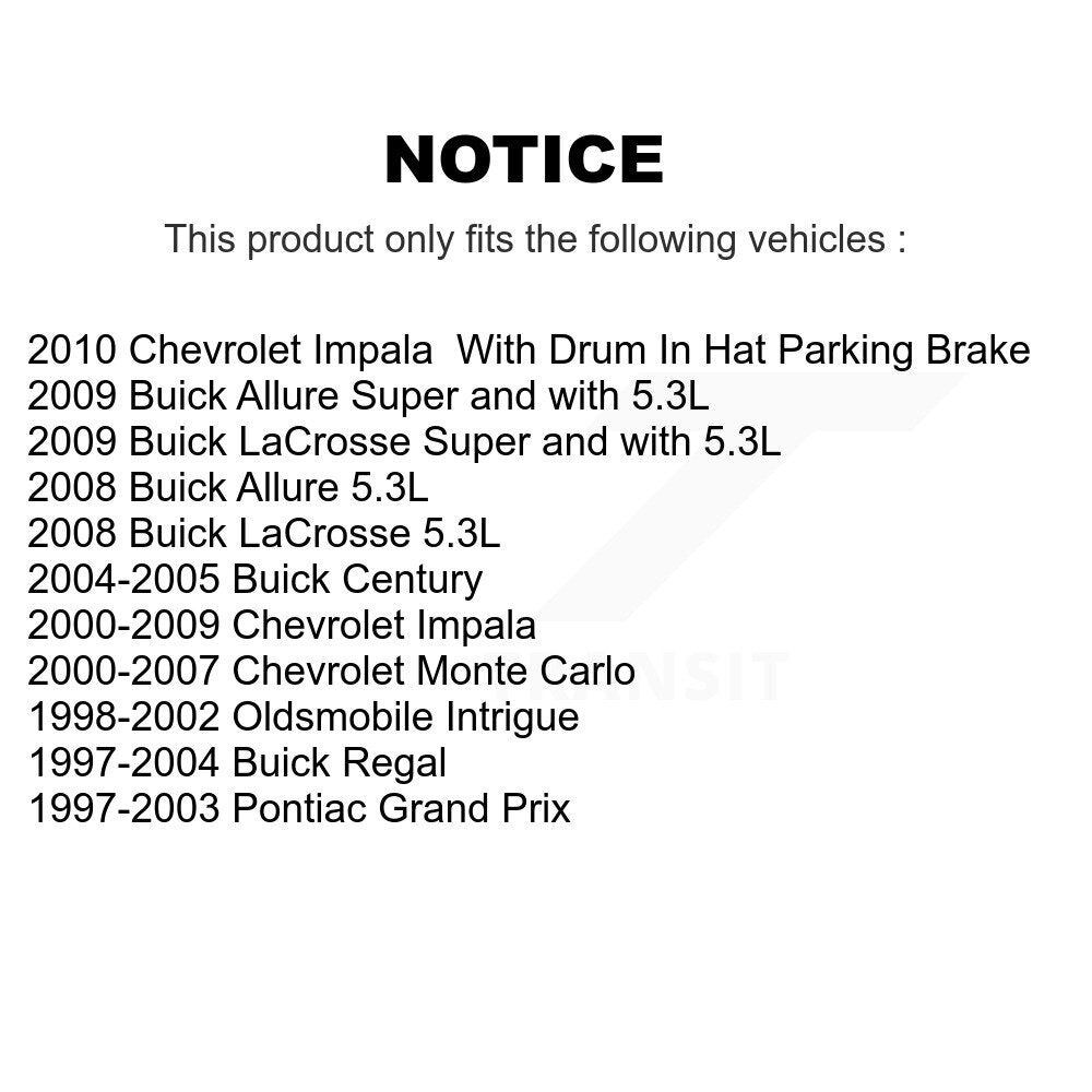 [Arrière] Disque et plaquette de frein pour Chevrolet Impala Buick LaCrosse Monte Carlo KC8-100011T