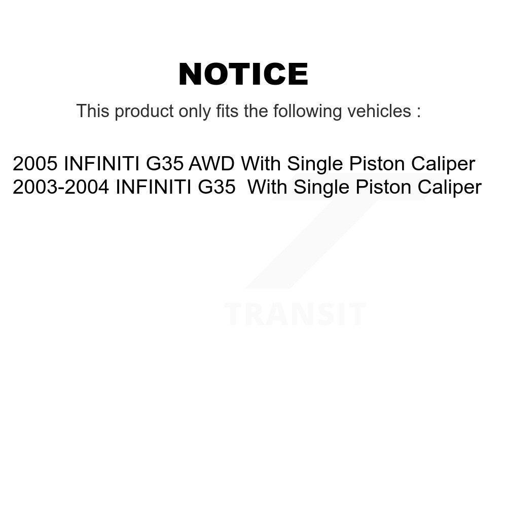 [Arrière] Disque et plaquette de frein pour INFINITI G35 With Single Piston KC8-100023T