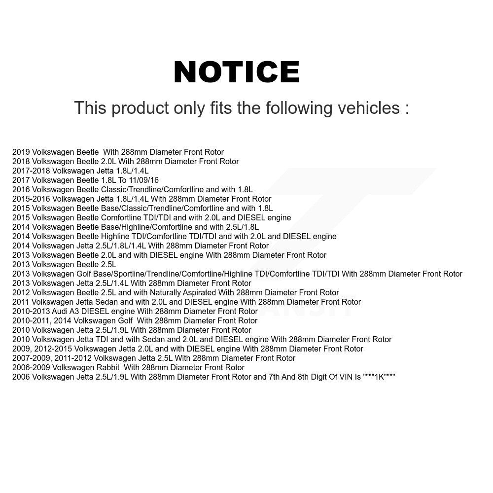 [Avant] Disque et plaquette de frein pour Volkswagen Jetta Golf Beetle Rabbit Audi KC8-100046C