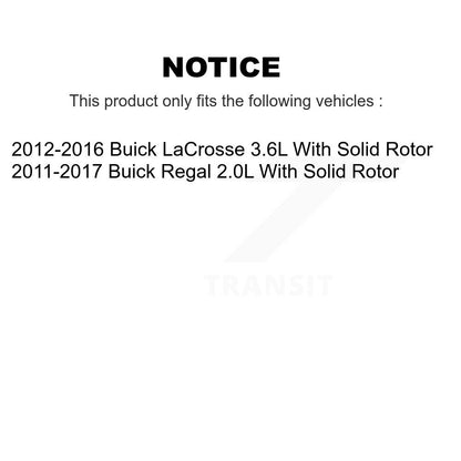 [Arrière] Disque et plaquette de frein pour Buick Regal LaCrosse With Solid Rotor KC8-100071T