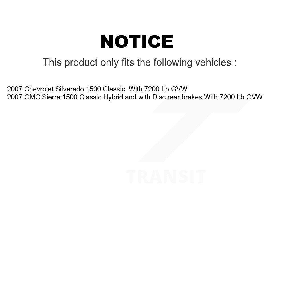 [Arrière] Disque et plaquette de frein pour Chevrolet Silverado 1500 Classic GMC Sierra KC8-100076T