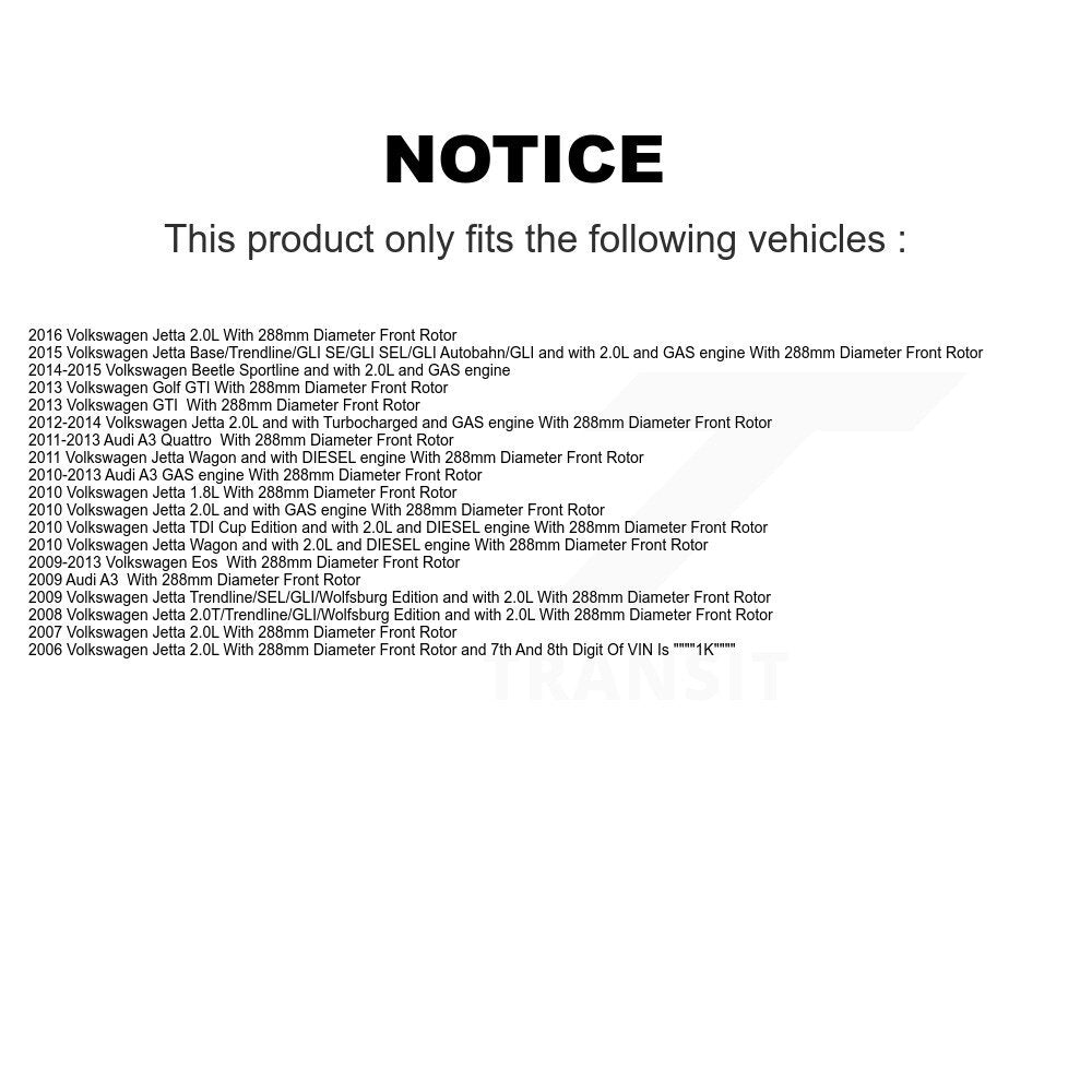 [Avant] Disque et plaquette de frein pour Volkswagen Jetta Golf Beetle Audi A3 KC8-100114N