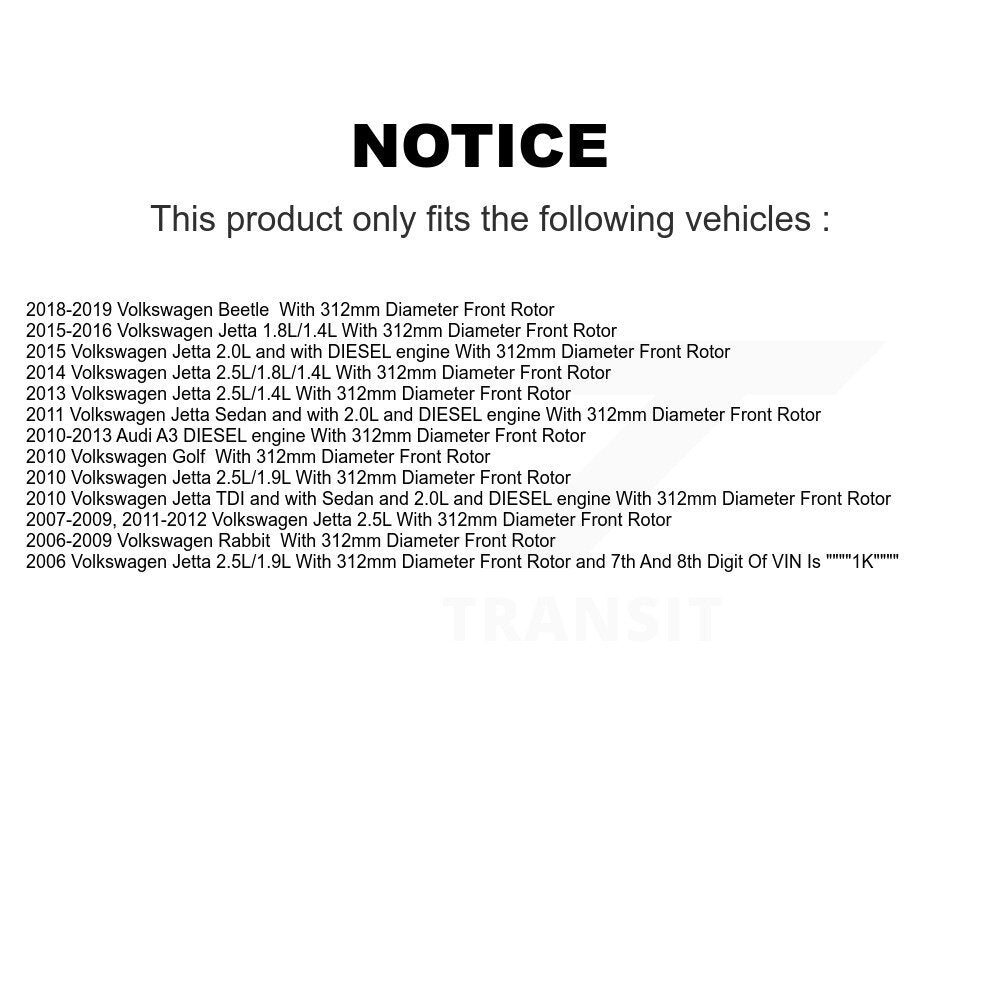 [Avant] Disque et plaquette de frein pour Volkswagen Jetta Rabbit Golf Beetle KC8-100117N
