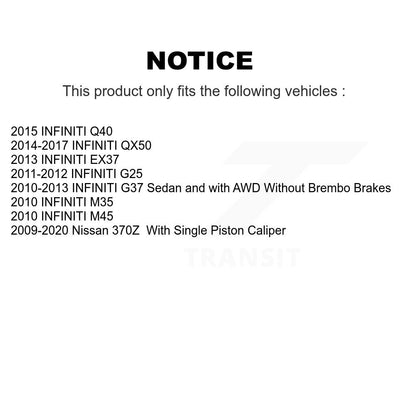 [Arrière] Disque et plaquette de frein pour INFINITI G37 QX50 Nissan 370Z EX37 G25 M35 KC8-100119T