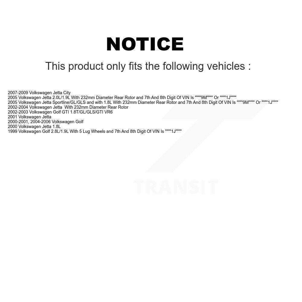 [Arrière] Disque et plaquette de frein pour Volkswagen Jetta Golf City KC8-100215T