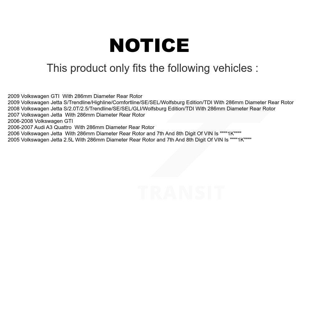 [Arrière] Disque et plaquette de frein pour Volkswagen Jetta GTI Audi A3 Quattro KC8-100221T