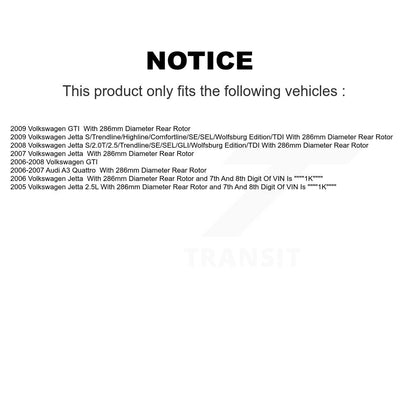 [Arrière] Disque et plaquette de frein pour Volkswagen Jetta GTI Audi A3 Quattro KC8-100221T