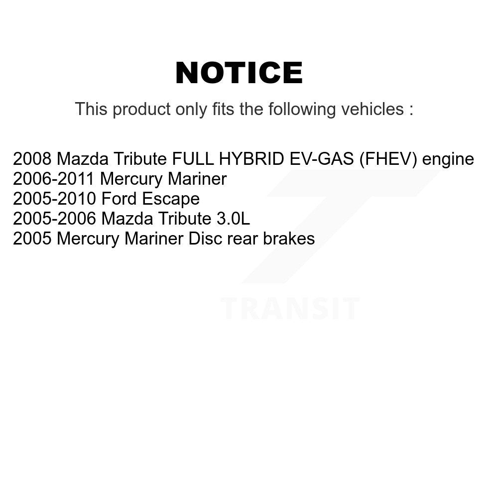 [Arrière] Disque et plaquette de frein pour Ford Escape Mazda Tribute Mercury Mariner KC8-100228T