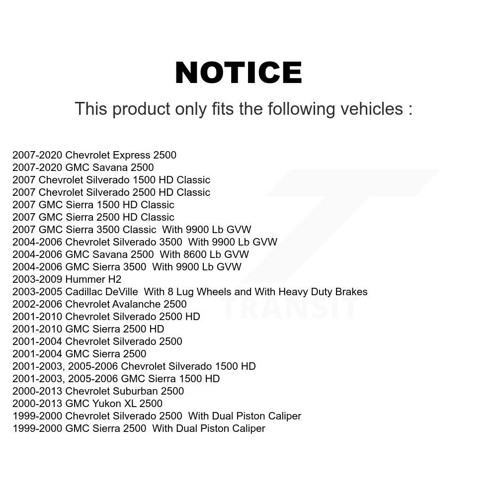 [Avant] Disque et plaquette de frein pour GMC Chevrolet Sierra 2500 HD Savana KC8-100245S