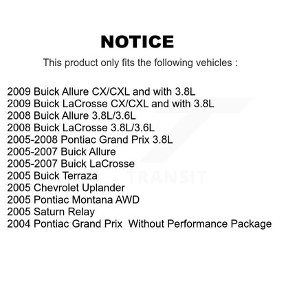 [Avant] Disque et plaquette de frein pour Buick Pontiac LaCrosse Grand Prix Allure KC8-100266C