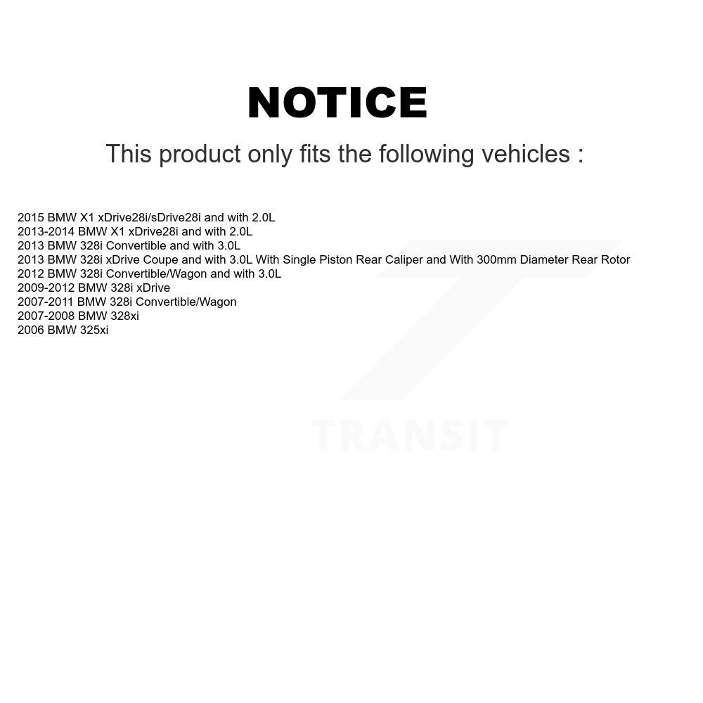 [Arrière] Disque et plaquette de frein pour BMW 328i xDrive X1 328xi 325xi KC8-100306T