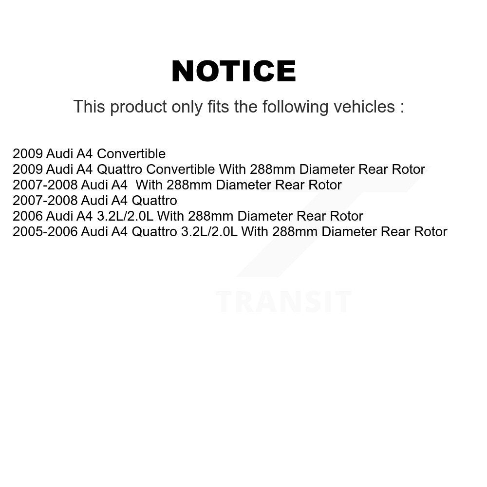[Arrière] Disque et plaquette de frein pour Audi A4 Quattro KC8-100318T