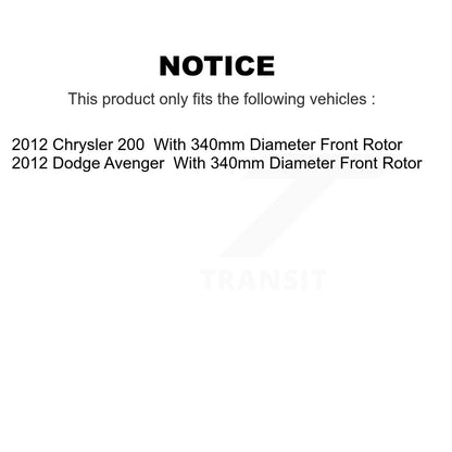 [Avant] Disque et plaquette de frein pour 2012 Chrysler 200 Dodge Avenger KC8-100338C