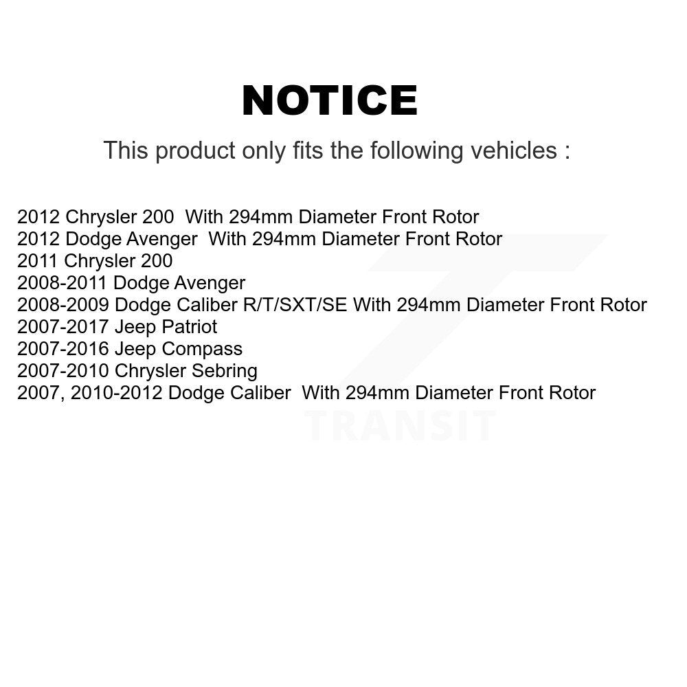 [Avant] Disque et plaquette de frein pour Jeep Patriot Dodge Compass Chrysler KC8-100343P