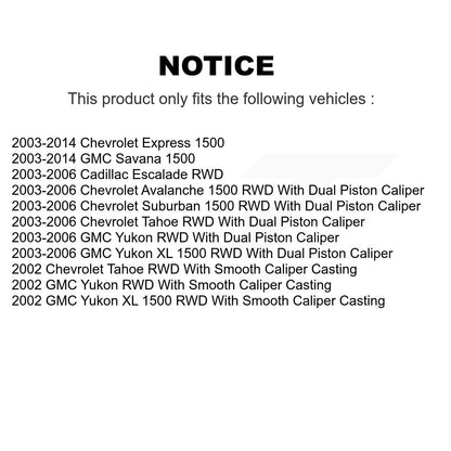 [Arrière] Disque et plaquette de frein pour Chevrolet GMC Avalanche 1500 Express Yukon KC8-100372C