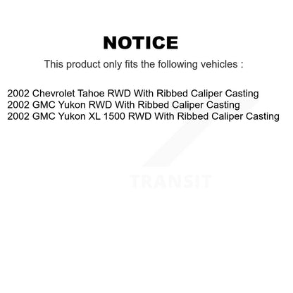 [Arrière] Disque et plaquette de frein pour 2002 GMC Yukon Chevrolet Tahoe XL 1500 RWD KC8-100376C