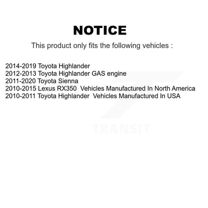 [Avant] Disque et plaquette de frein pour Toyota Sienna Highlander Lexus RX350 KC8-100486N
