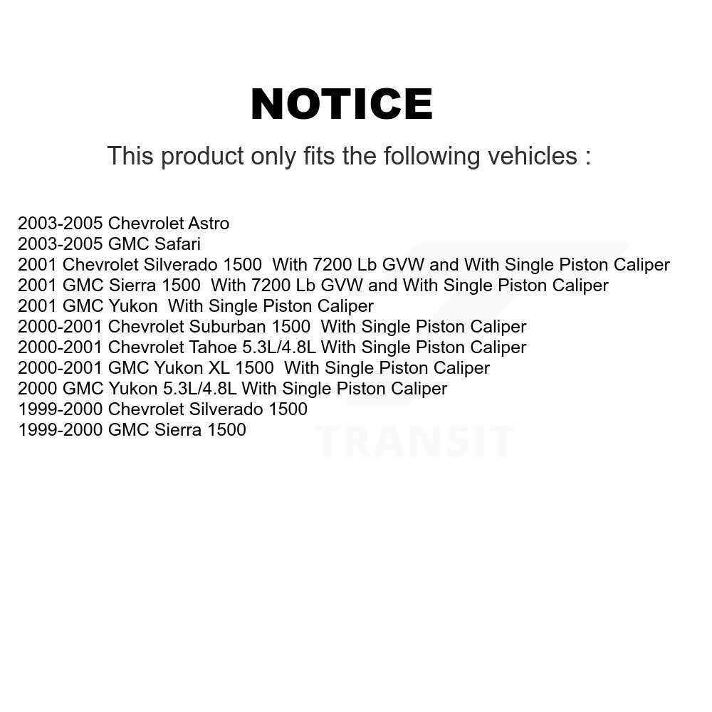 [Arrière] Disque et plaquette de frein pour Chevrolet GMC Silverado 1500 Sierra Astro KC8-100487C