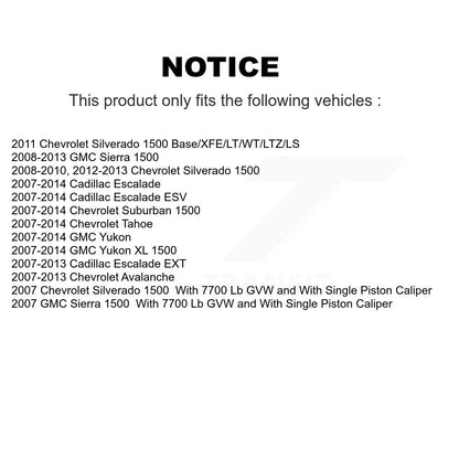 [Arrière] Disque et plaquette de frein pour Chevrolet GMC Sierra 1500 Silverado Tahoe KC8-100540C
