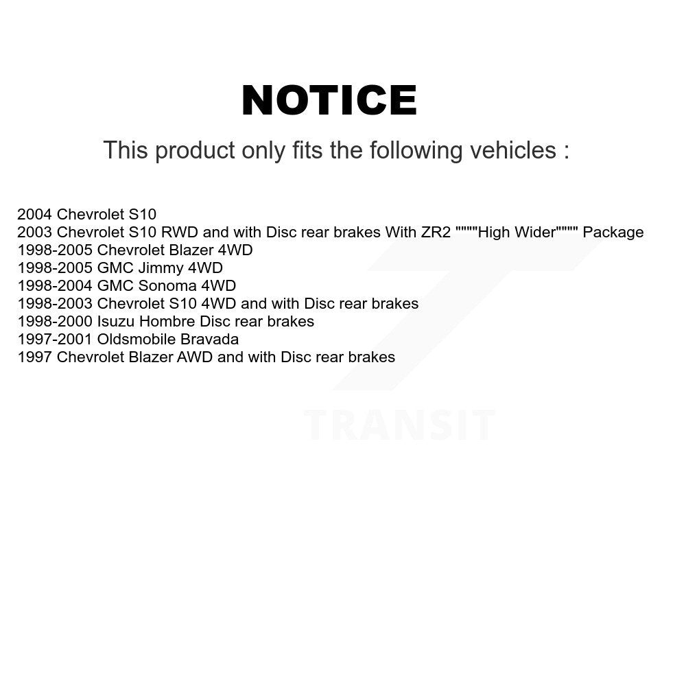 [Arrière] Disque et plaquette de frein pour Chevrolet GMC Blazer S10 Jimmy Sonoma Isuzu KC8-100610C