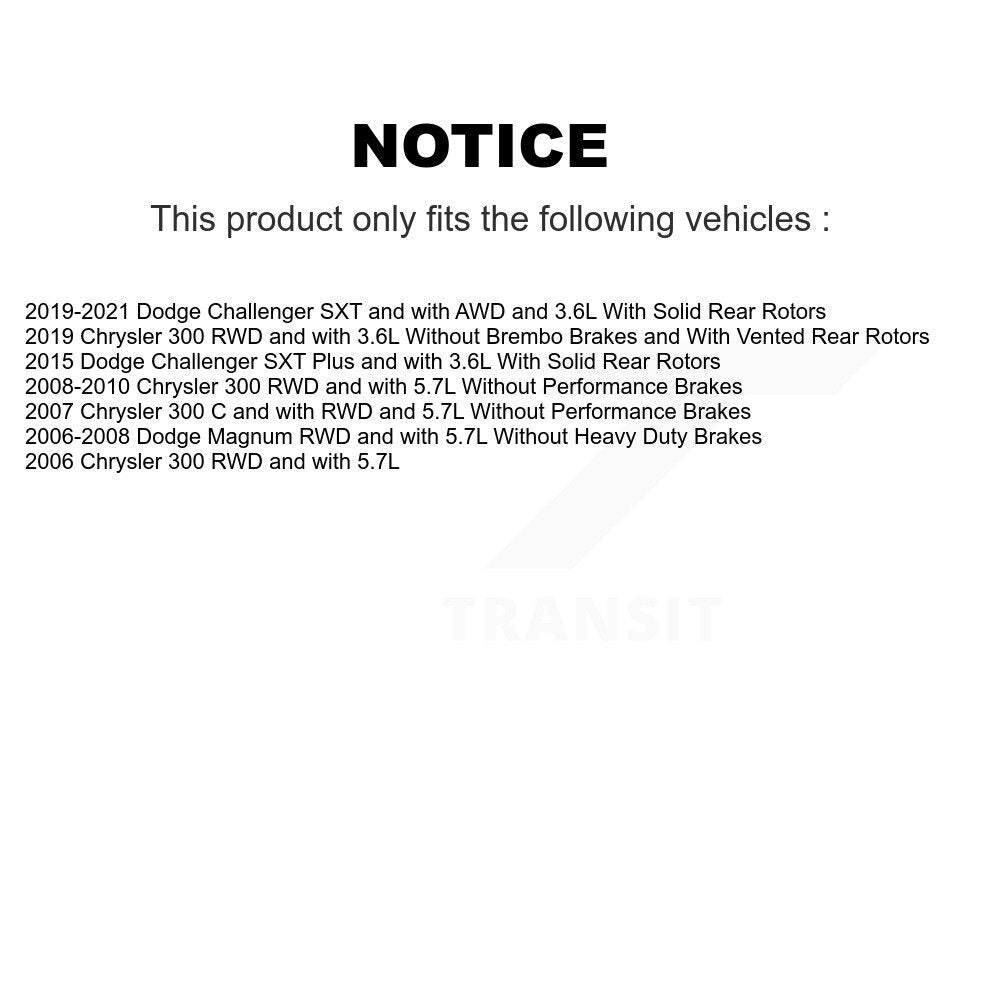 [Arrière] Disque et plaquette de frein pour Chrysler 300 Dodge Challenger Magnum KC8-100631P