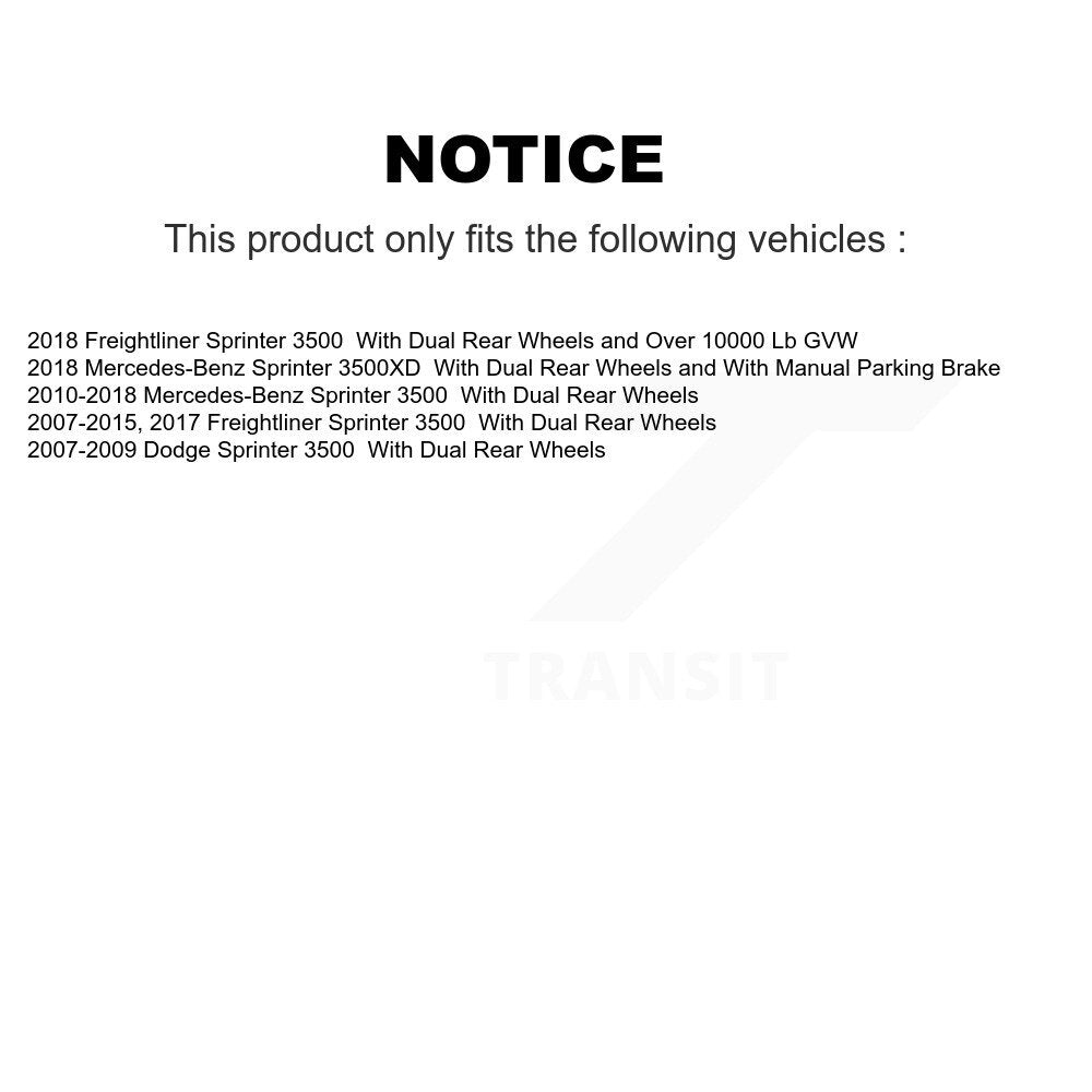 [Arrière] Disque et plaquette de frein pour Sprinter 3500 Mercedes-Benz Dodge 3500XD KC8-100657C