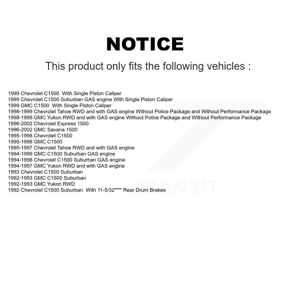 [Avant] Disque et plaquette de frein pour C1500 Chevrolet GMC Tahoe Yukon Express KC8-100732C