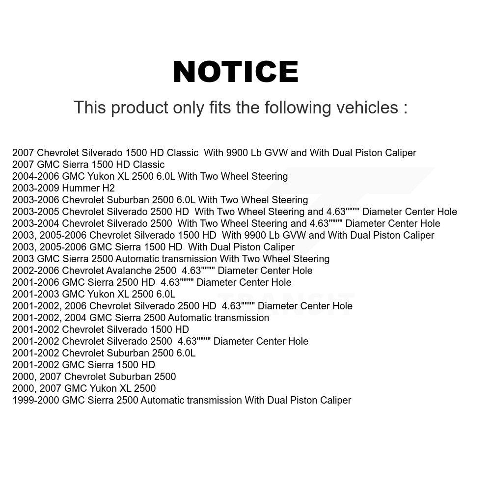[Avant et Arrière] Disque et plaquette de frein pour GMC Chevrolet Sierra 2500 HD KC8-101205C