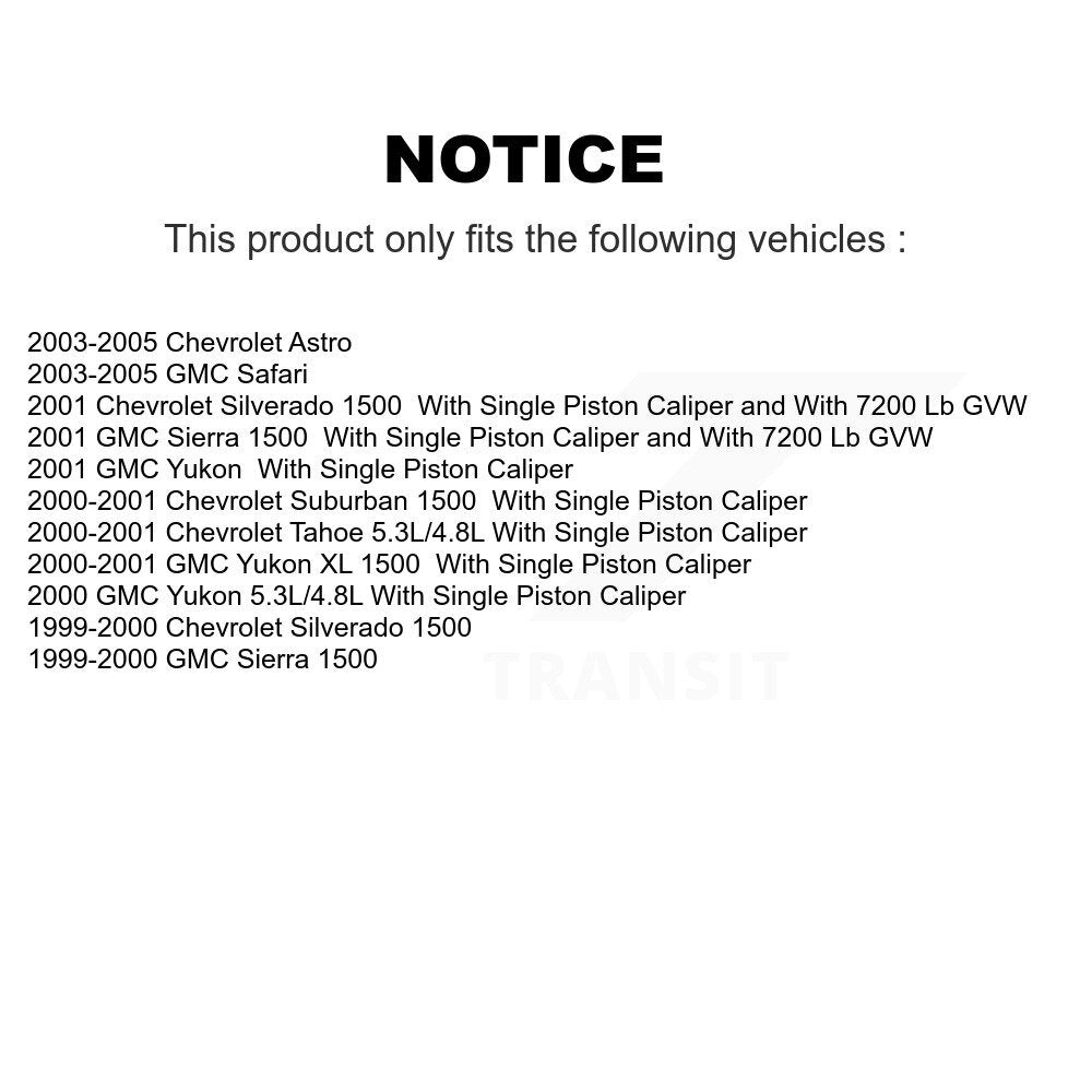 [Arrière] Disque et plaquette de frein pour Chevrolet GMC Silverado 1500 Sierra Astro KC8-101286N