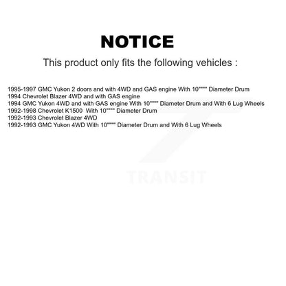 [Avant et Arrière] Disque et plaquette de frein pour Chevrolet K1500 GMC KC8-101554N