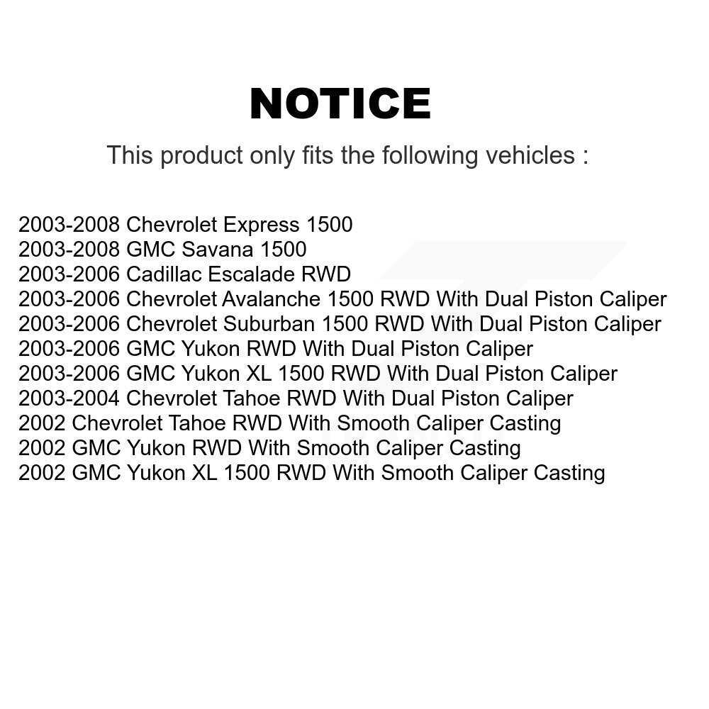 [Avant et Arrière] Disque et plaquette de frein pour Chevrolet Avalanche 1500 KC8-102131N