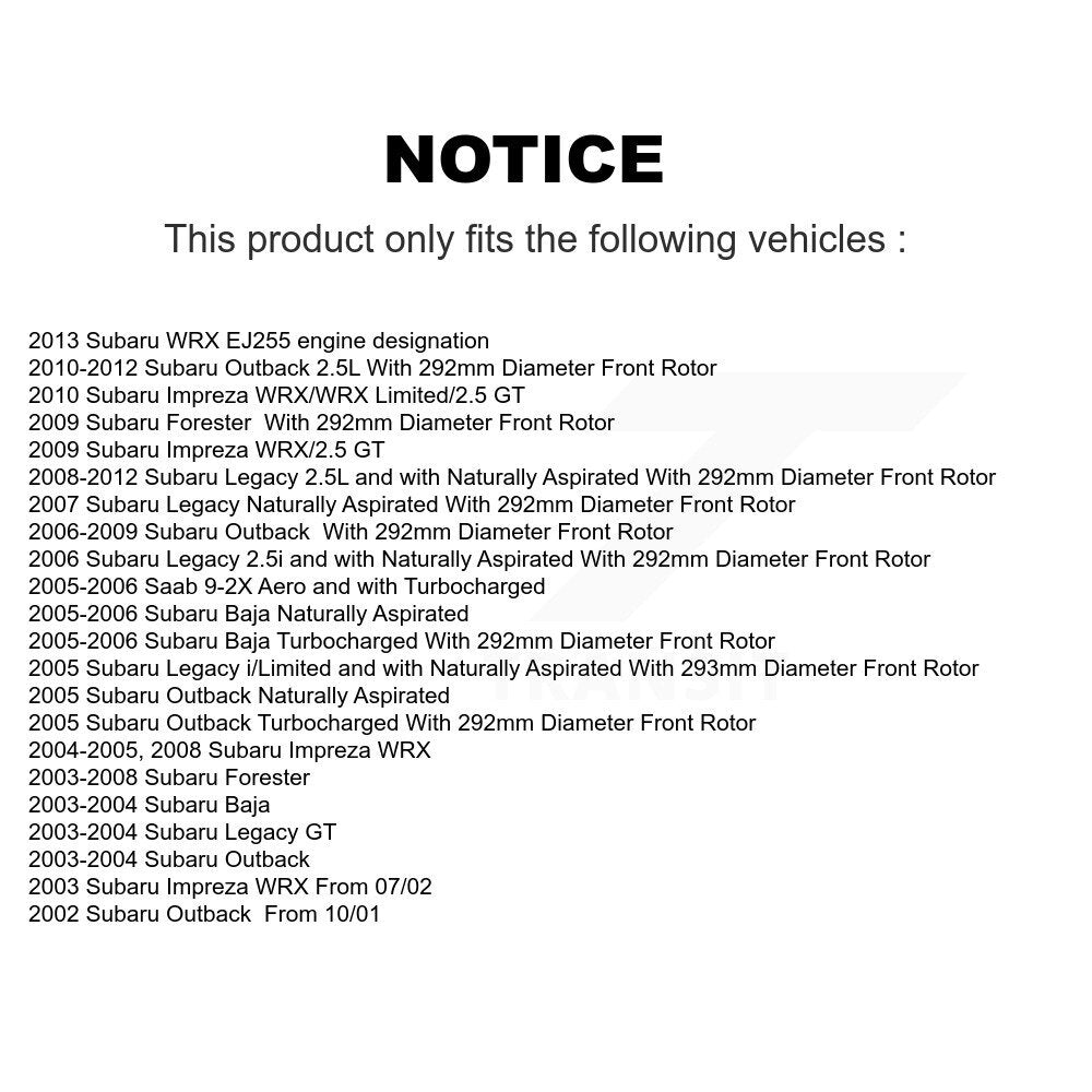[Avant] Disque et plaquette de frein pour Subaru Outback Impreza Forester KCD-100019T
