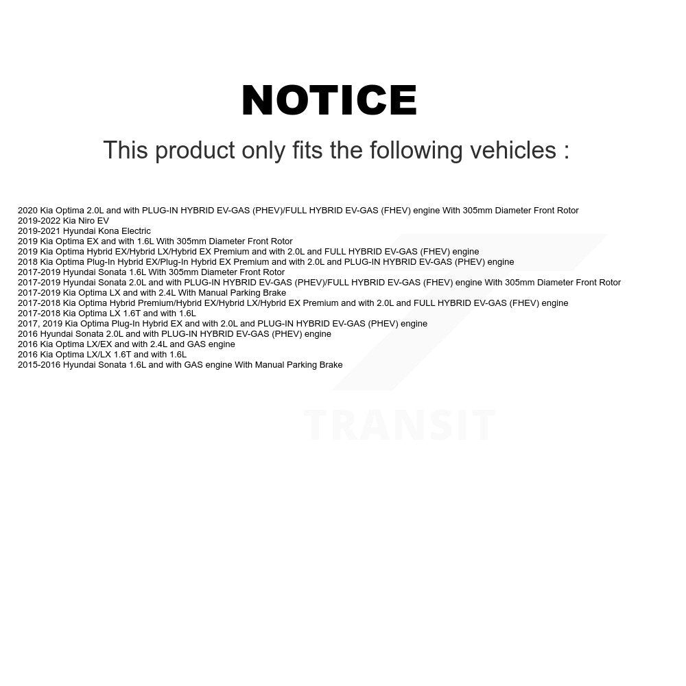 [Avant] Disque et plaquette de frein pour Hyundai Sonata Kia Kona Optima KCD-100065T