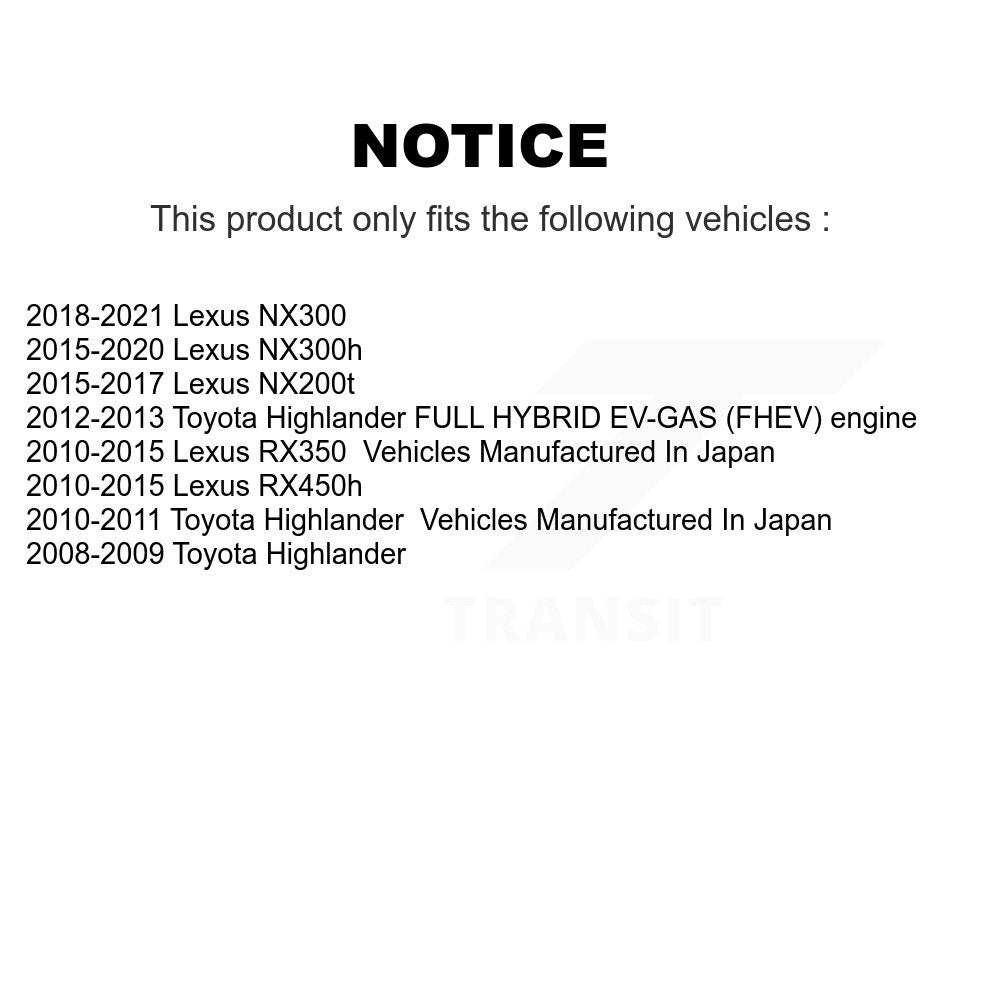 [Avant] Disque et plaquette de frein pour Lexus RX350 Toyota Highlander KCD-100177T
