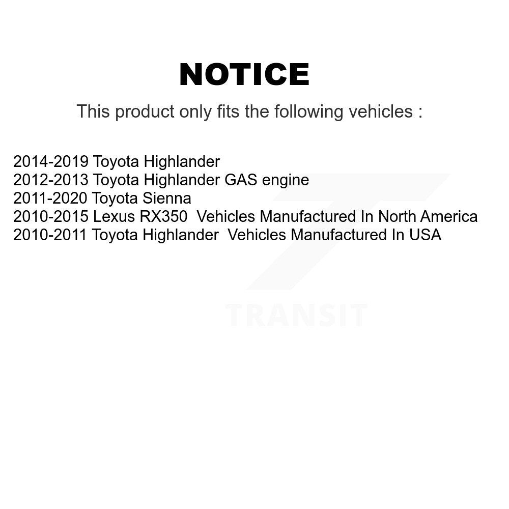 [Avant] Disque et plaquette de frein pour Toyota Sienna Highlander Lexus KCD-100193C