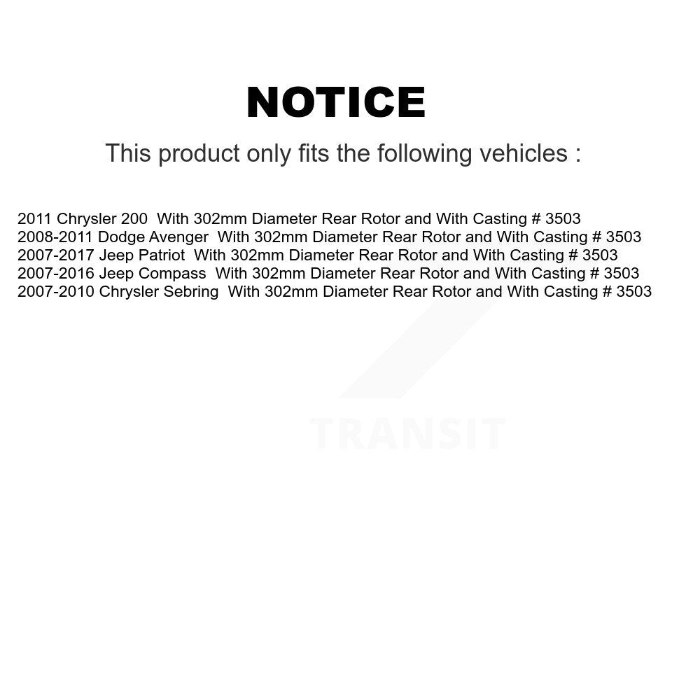 [Avant et Arrière] Disque et plaquette de frein pour Jeep Patriot Dodge KCD-100367T
