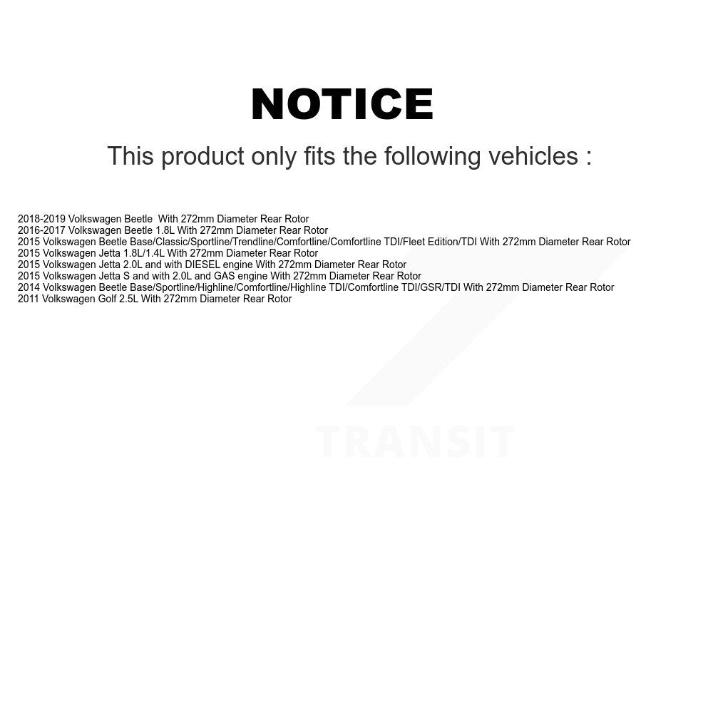 [Arrière] Disque et plaquette de frein pour Volkswagen Jetta Beetle KCD-101266N