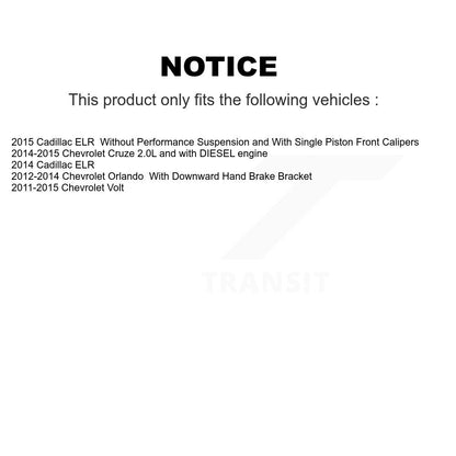 [Arrière] Disque et plaquette de frein pour Chevrolet Cruze Orlando Volt ELR KCD-101287N